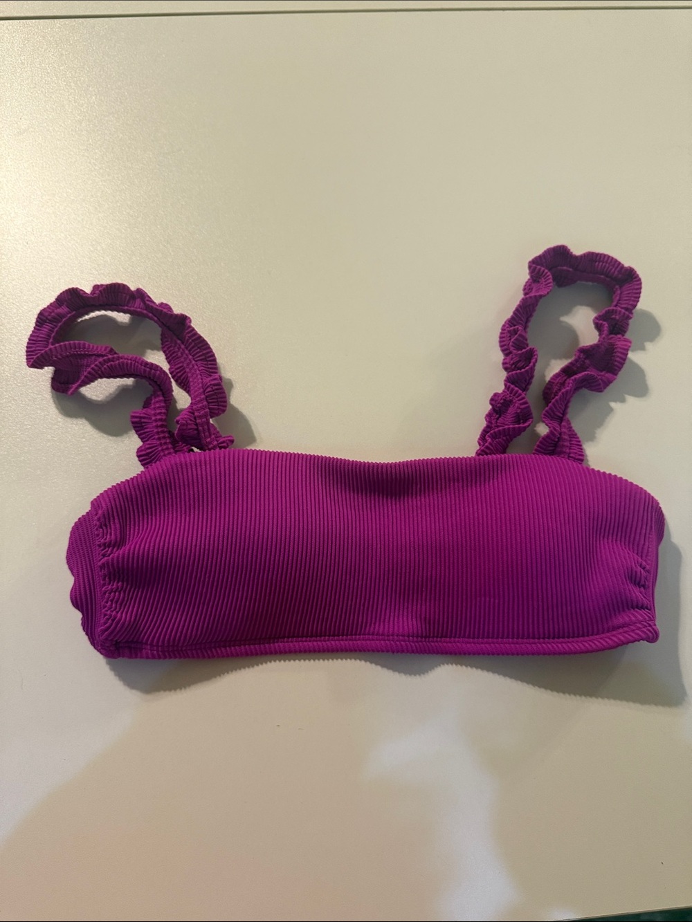 Ruffled Strap Bikini Top in Vibrant Purple